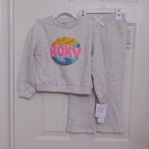 NWT 2pc Roxy Sun N Waves Logo Sweatshirt & Sweatpants Set sz 4t